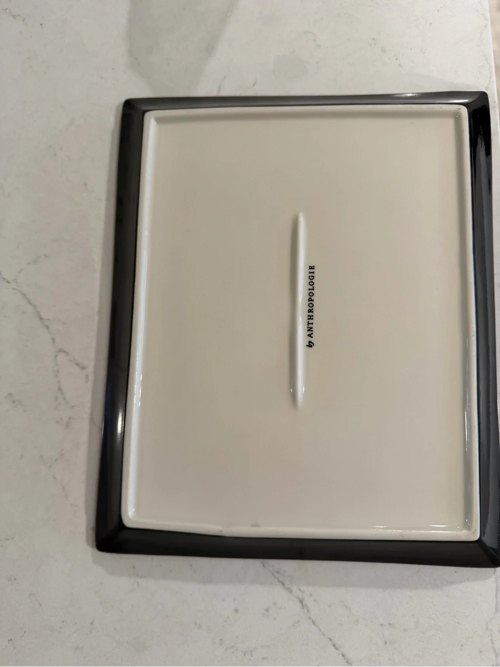 Anthropologie Joie de Vivre Bistro Tile Tray Black White Gold